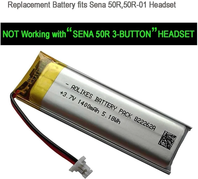 Alt view image 3 of 5 - AOLIKES 3.7v 1400mAh Battery Replacement for Sena 50R, 50R-01 Motorcycle Bluetooth Headset, SP76 Battery Replacement (NOT Compatible with 50R 3-Button)