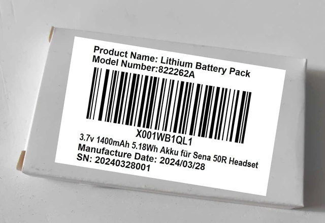Alt view image 5 of 5 - AOLIKES 3.7v 1400mAh Battery Replacement for Sena 50R, 50R-01 Motorcycle Bluetooth Headset, SP76 Battery Replacement (NOT Compatible with 50R 3-Button)