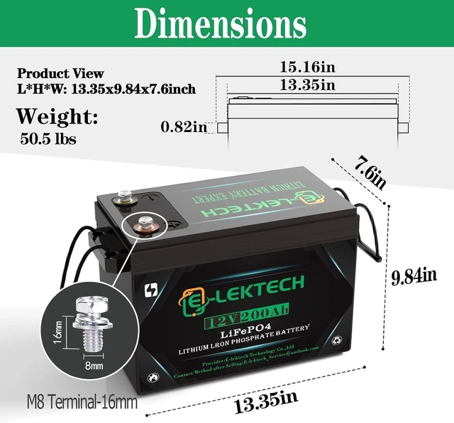 Alt view image 2 of 7 - 12V 200Ah LiFePO4 Lithium Battery Built-in 150A BMS