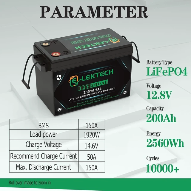 Alt view image 3 of 7 - 12V 200Ah LiFePO4 Lithium Battery Built-in 150A BMS