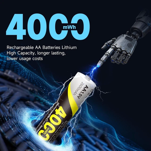 Alt view image 2 of 7 - 4000mWh Rechargeable Lithium AA Batteries (Only AA Batteries 12PACK)