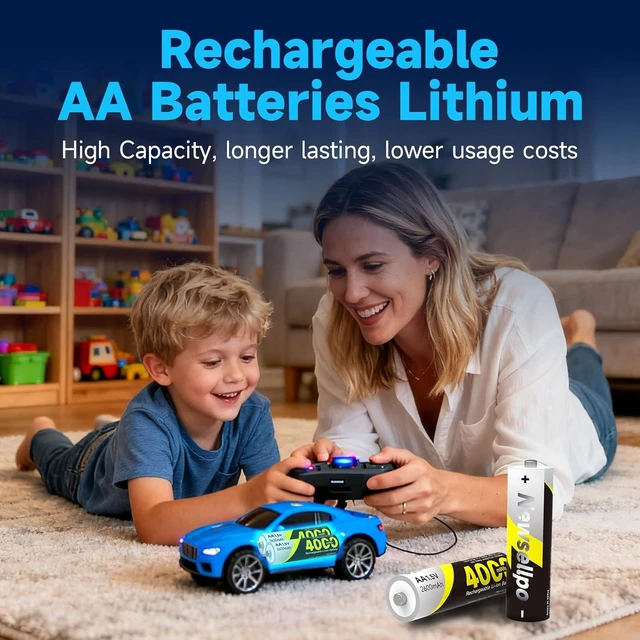 Alt view image 4 of 7 - 4000mWh Rechargeable Lithium AA Batteries (Only AA Batteries 12PACK)