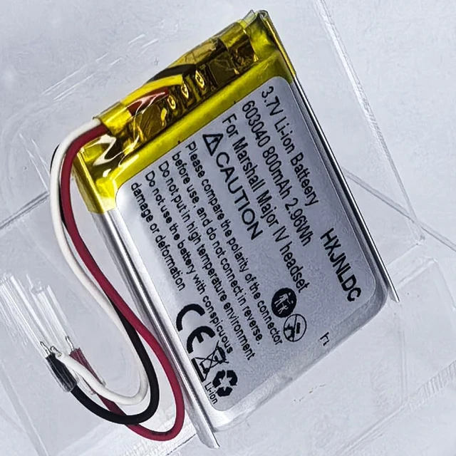 Alt view image 5 of 6 - DC 3.7V 800mAh 603040 Rechargeable Lithium-ion Battery for Marshall MID Major II Major III Major IV Bluetooth Headphones VDL603040 SR603040