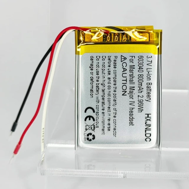 Alt view image 6 of 6 - DC 3.7V 800mAh 603040 Rechargeable Lithium-ion Battery for Marshall MID Major II Major III Major IV Bluetooth Headphones VDL603040 SR603040