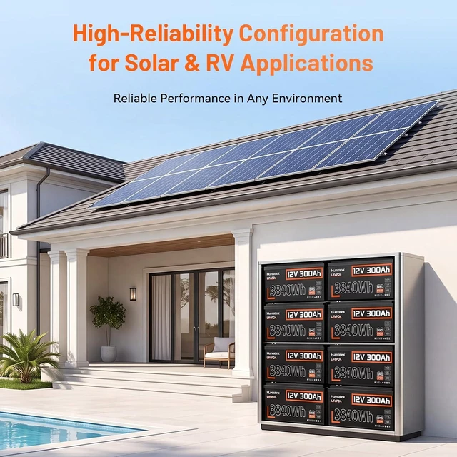 Alt view image 3 of 7 - HumsiENK 12V 300Ah (314Ah) LiFePO4 Battery 3840Wh Lithium Iron Phosphate