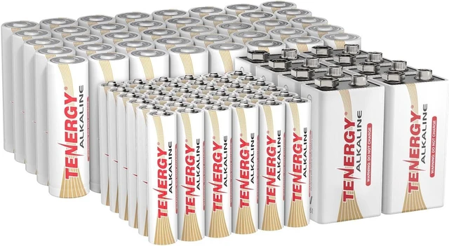 Main image of Tenergy 1.5V AA AAA 9V Alkaline Non Rechargeable Batteries Combo 84 Pack