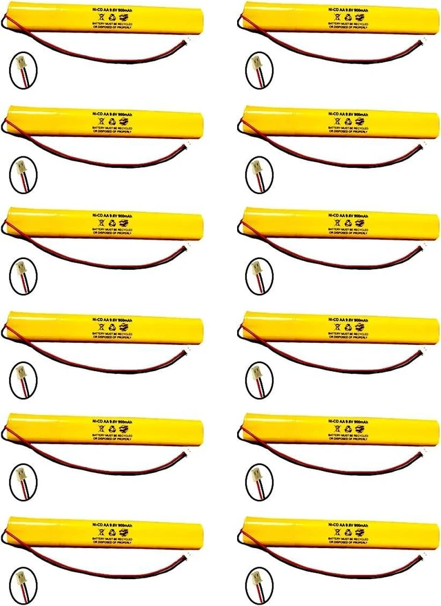 Main image of BBAT0043A Unitech BAT9.6V700 AA900MAH 9.6V ELB-B003 Lithonia ELB-B004 9.6v 900mAh Ni-CD Battery Pack Replacement for Exit Sign Emergency Light Fire Batteryhawk, LLC (12 Pack, 12, Count)
