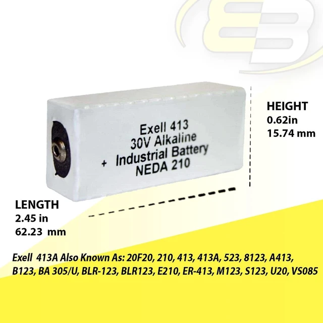 Alt view image 5 of 5 - Exell 413A 3V Alkaline Battery Refs 210 30V NEDA 20F20 BLR123 ER413