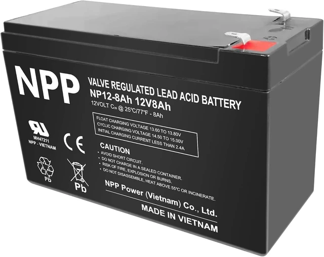 Main image of NPP NP12-8Ah F1 12V 8Ah Rechargeable Sealed Lead Acid Battery, Backup Replacement for Home Alarm Security Systems and Verizon FiOS ONT Units