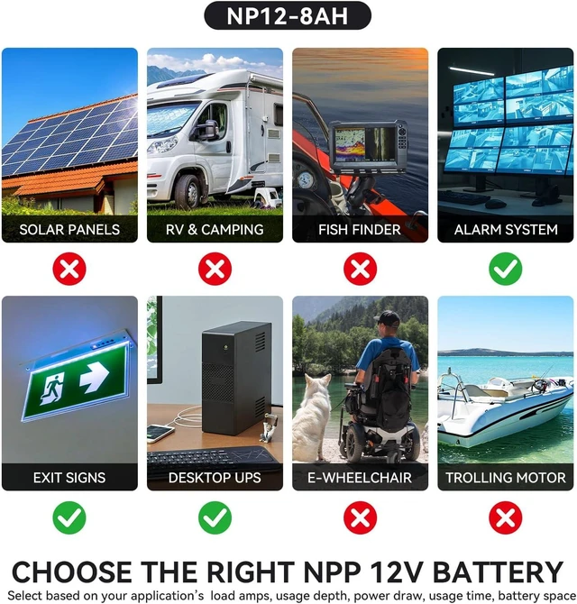Alt view image 6 of 7 - NPP NP12-8Ah F1 12V 8Ah Rechargeable Sealed Lead Acid Battery, Backup Replacement for Home Alarm Security Systems and Verizon FiOS ONT Units