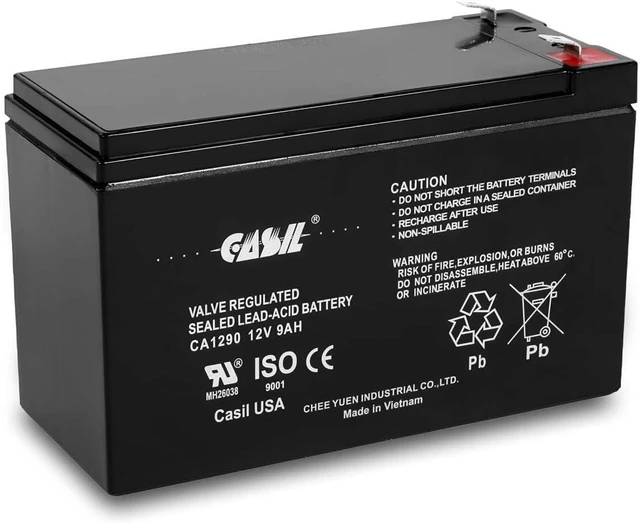 Main image of Casil 12V 9Ah SLA AGM Rechargeable Battery CA1290, Sealed Lead Acid with F2 Terminals