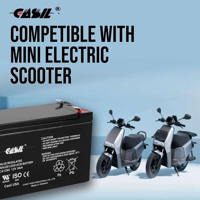 Alt view image 3 of 6 - Casil 12V 9Ah SLA AGM Rechargeable Battery CA1290, Sealed Lead Acid with F2 Terminals