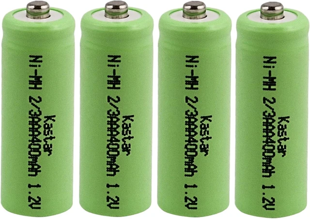 Main image of Kastar 4 Pack 2/3AAA 400mAh Button Top NiMH Battery Replacement for Solar Lights Battery, Outdoor Solar Garden Art Light Battery, Alpine SLA390 2/3 NI-CD 120mAh Replacement Battery, Multicolor