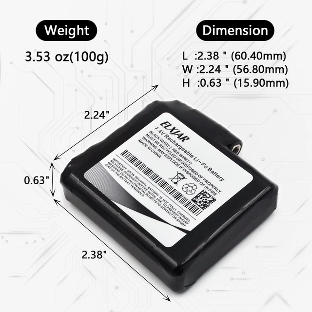 Alt view image 3 of 5 - (2-Pack) 7.4V 3000mAh Li-Po Battery for Heated Gloves and Socks