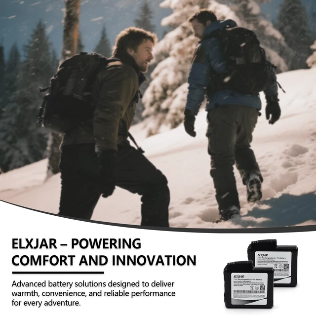 Alt view image 5 of 5 - (2-Pack) 7.4V 3000mAh Li-Po Battery for Heated Gloves and Socks