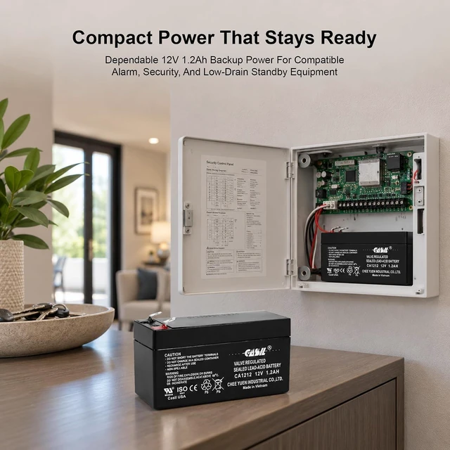 Alt view image 2 of 7 - Casil 12V 1.2Ah Replacement Battery Compatible with ADI/Ademco 484 Security System Technacell TC1212 Emergency Light