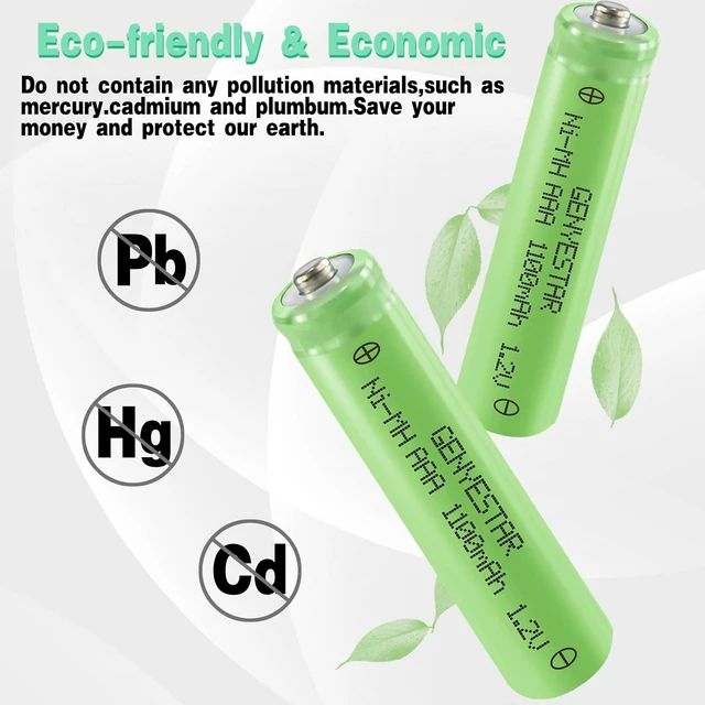 Alt view image 7 of 7 - AAA Rechargeable Batteries 1100mAh High Capacity Performance 1.2V, Per Charged Ni-MH Triple A Batteries Low Self Discharge AAA Rechargeable Battery