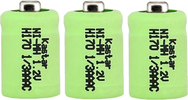 Main image of Kastar 3 Pack 1/3 AAA 170mAh Button Top NiMH Battery Replacement for Solar Lights Battery, Outdoor Solar Garden Art Light Battery, 1/3AAA-150NM-NT, GP-17AAAH, GP17AAAH, Sanyo N-50AAA, GP 1/3AAA-170NM