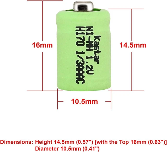 Alt view image 2 of 4 - Kastar 3 Pack 1/3 AAA 170mAh Button Top NiMH Battery Replacement for Solar Lights Battery, Outdoor Solar Garden Art Light Battery, 1/3AAA-150NM-NT, GP-17AAAH, GP17AAAH, Sanyo N-50AAA, GP 1/3AAA-170NM