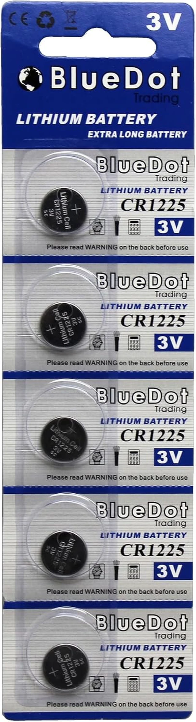 Alt view image 3 of 5 - BlueDot Trading CR1225 Coin Button Cell Battery 3V Lithium-Metal for Thermometers, Watches, Key Fobs, Laser Pointers, Medical Devices, Calculators, and More, (50-Pack)