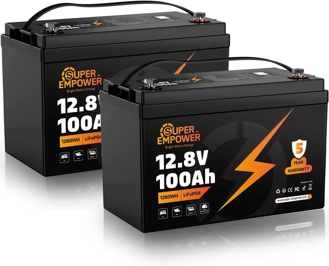 Main image of 12.8.V 100Ah LiFePO4 Battery, BCI Group 31 Deep Cycle Battery, 2 Pack