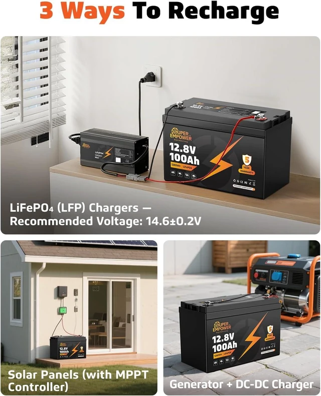 Alt view image 7 of 7 - 12.8.V 100Ah LiFePO4 Battery, BCI Group 31 Deep Cycle Battery, 2 Pack