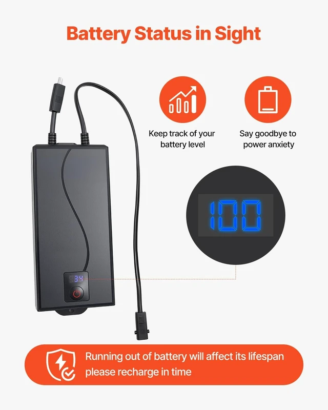 Alt view image 3 of 7 - VEVOR Battery Pack for Reclining Furniture, 5000 mAh Rechargeable Recliner Battery Pack, with Universal 2-Pin Connection and LED Display Screen, for Electric Recliner, Sofa, Couch, and Lift Chair