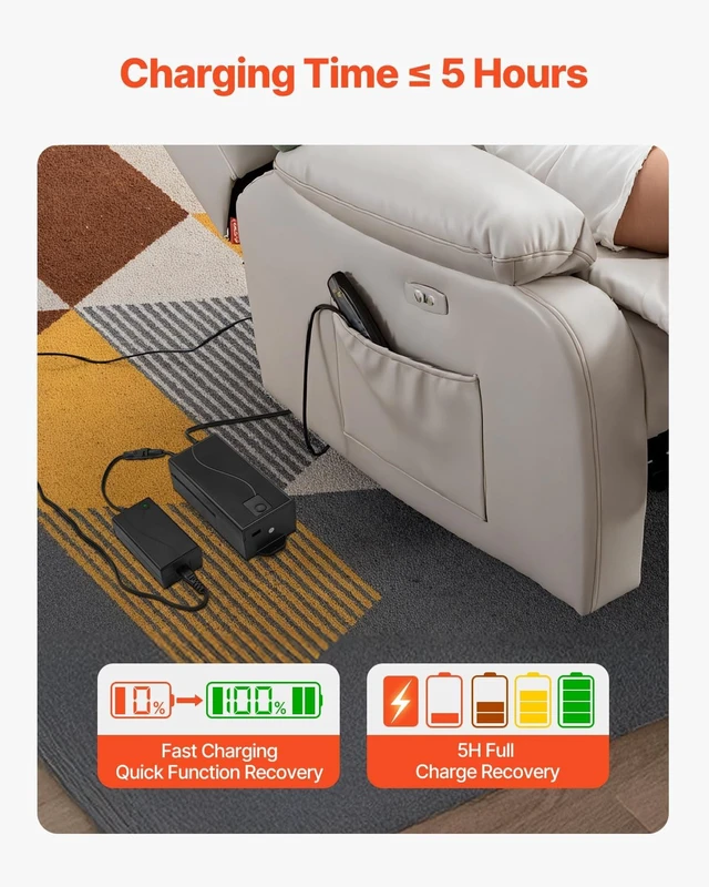 Alt view image 5 of 7 - VEVOR Battery Pack for Reclining Furniture, 5000 mAh Rechargeable Recliner Battery Pack, with Universal 2-Pin Connection and LED Display Screen, for Electric Recliner, Sofa, Couch, and Lift Chair