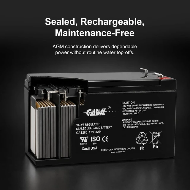 Alt view image 4 of 7 - Casil 12V 8Ah Replacement Battery Compatible with APC Back-UPS ES BE550G 2 Pack (I)