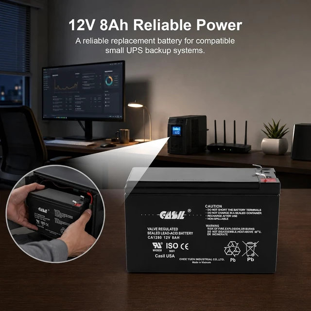 Alt view image 6 of 7 - Casil 12V 8Ah Replacement Battery Compatible with APC Back-UPS ES BE550G 2 Pack (I)