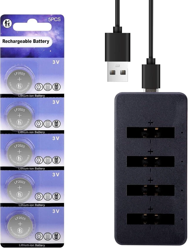 Main image of LF2025 Rechargeable Battery with Charger 3V Replacement CR2032 Batteries(5PCS)