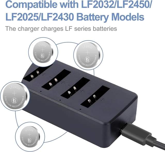 Alt view image 6 of 7 - LF2025 Rechargeable Battery with Charger 3V Replacement CR2032 Batteries(5PCS)