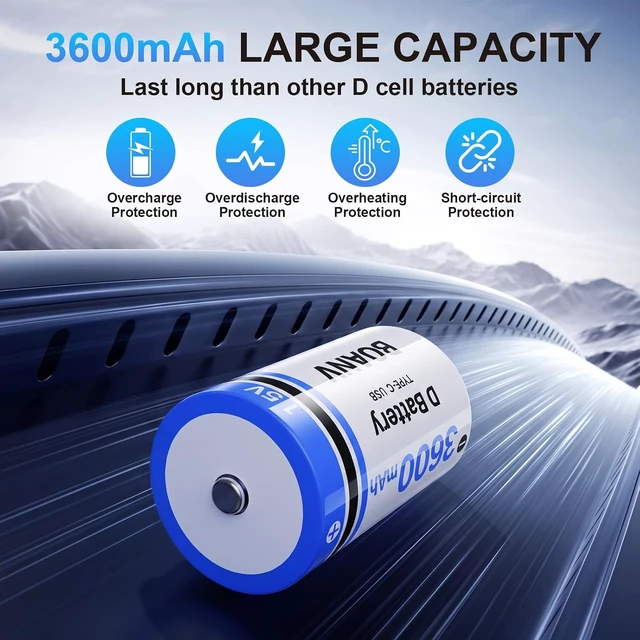 Alt view image 4 of 6 - 4PCS Rechargeable D Batteries,Lithium D Batteries LR20 Replacement