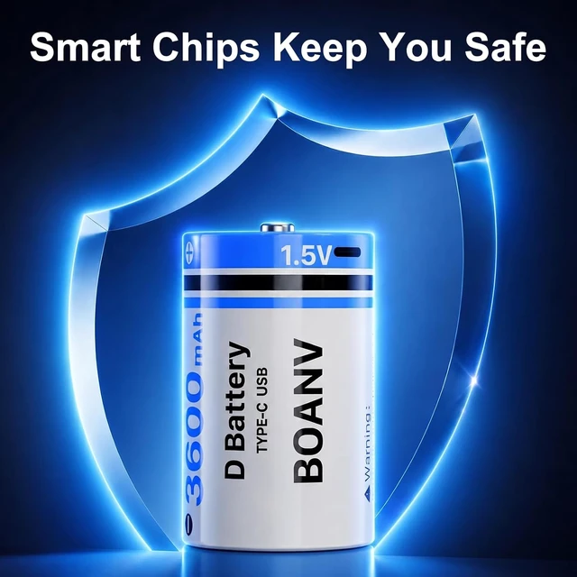Alt view image 5 of 6 - 4PCS Rechargeable D Batteries,Lithium D Batteries LR20 Replacement