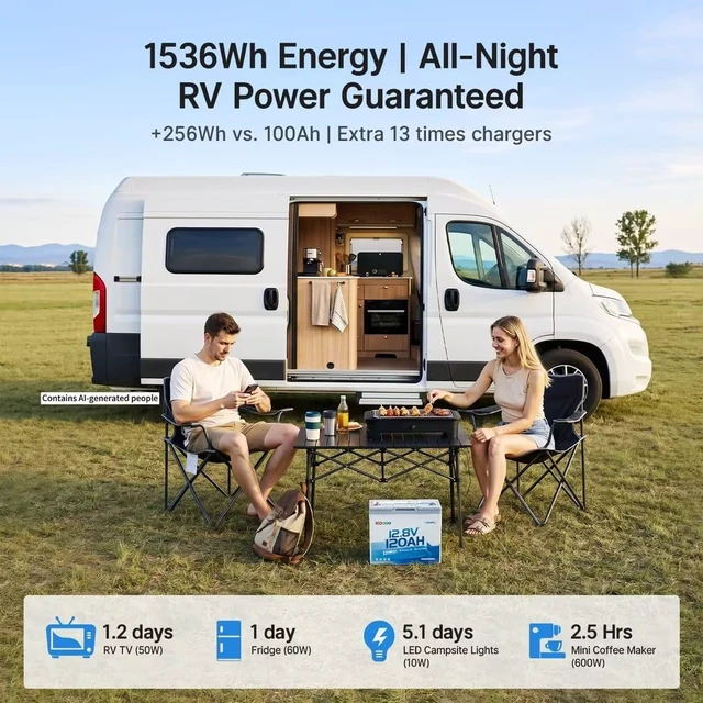 Alt view image 5 of 7 - Redodo 12.8V 120Ah Bluetooth LiFePO4 Battery Group 24 Size & 1536Wh -2PACK