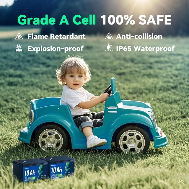 Alt view image 2 of 7 - 12.8V 10Ah LiFePO4 Deep Cycle Battery with 20A BMS, F1 Terminal