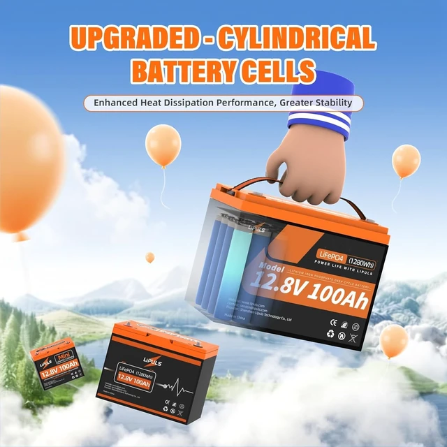 Alt view image 3 of 7 - 12.8V 100Ah LiFePO4 Battery, Group 24 Deep Cycle Lithium Battery