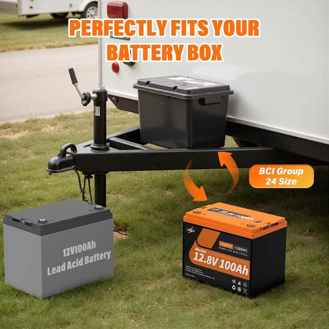 Alt view image 2 of 7 - 12.8V 100Ah LiFePO4 Battery, Group 24 Deep Cycle Lithium Battery