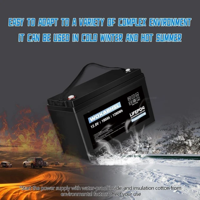 Alt view image 7 of 7 - 12V 100Ah LiFePO4 Deep Cycle Battery, 4000 Cycles Iron Phosphate Rechargeable Battery for Solar, RV, Home Energy Storage, Off-Grid Applications, Built-in 100A BMS2 Pack