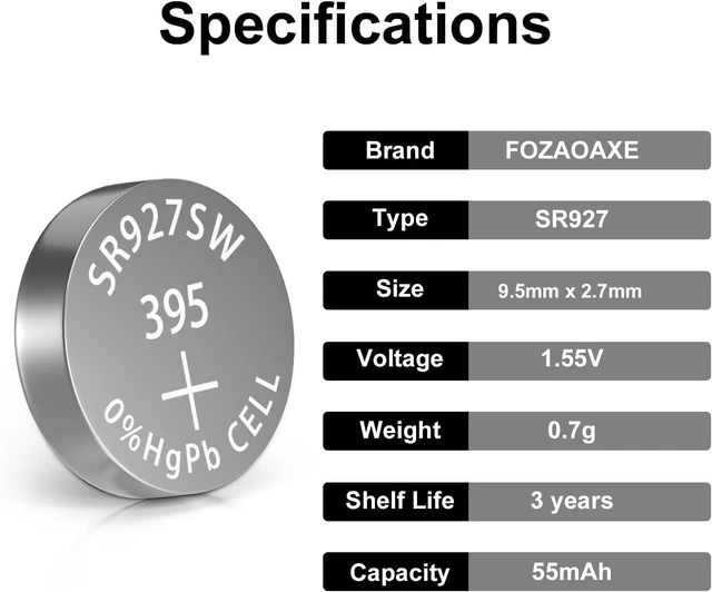 Alt view image 4 of 7 - SR927SW 40 Pack, 395 399 SR927W 395/399 AG7 LR927 Watch Battery