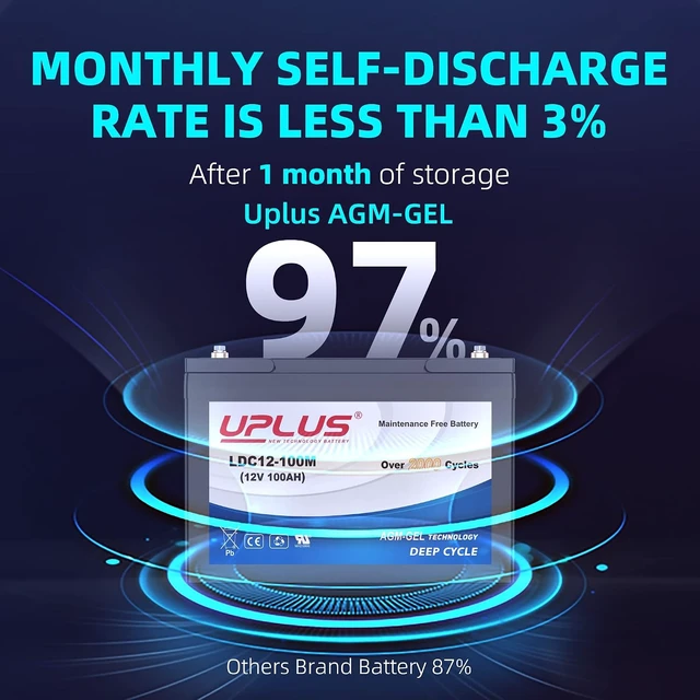 Alt view image 5 of 7 - UPLUS 12V 100Ah Deep Cycle Leisure Battery LDC12-100M Group 27 Size