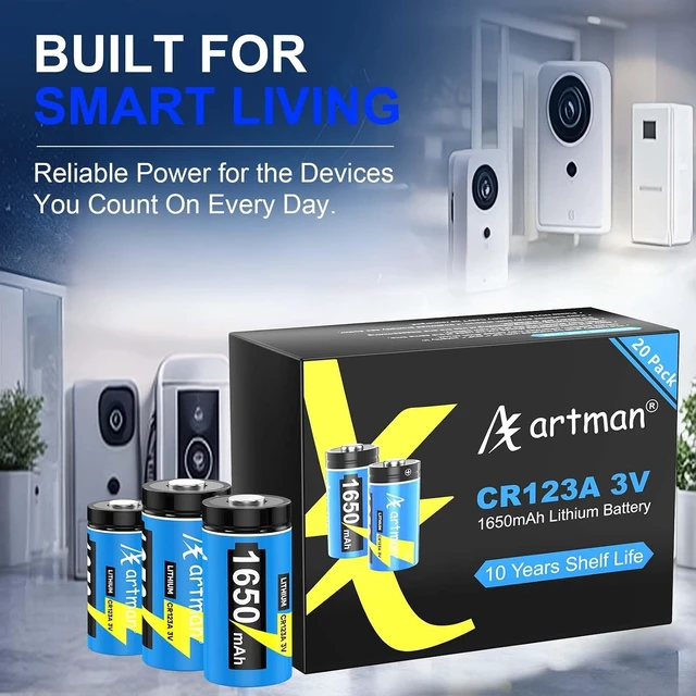 Alt view image 7 of 7 - A Artman 20 Pack CR123A 3V Lithium Battery, 1650mAh Non-Rechargeable