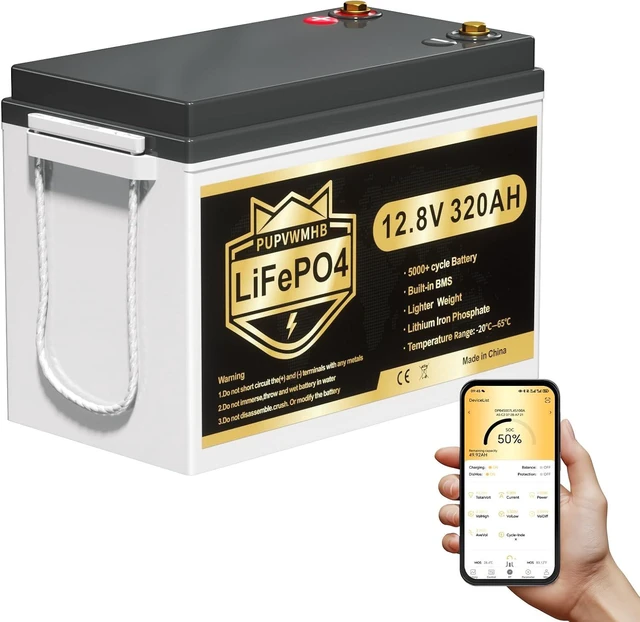 Main image of 12V 320Ah Lithium LiFePO4 Battery, Built-in Smart 200A BMS, Up to 15000 Cycles, 4096Wh-Higher Energy Density, Perfect for Solar Energy Storage, Backup Power, RV, Camping, Off-Grid System