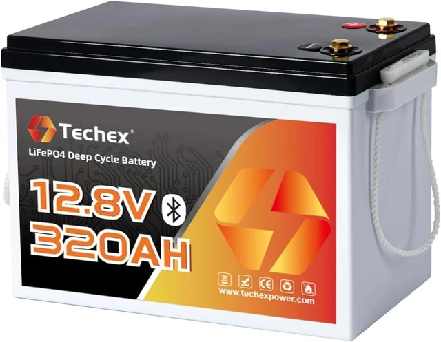 Main image of 12V 320Ah LiFePO4 Battery, 200A BMS with Bluetooth, 6000+ Deep Cycle, Low Temp Cut Off, Mini 12V Lithium Battery Max 2.56kW for RV, Camping, Off Grid, Solar, Trolling Motor