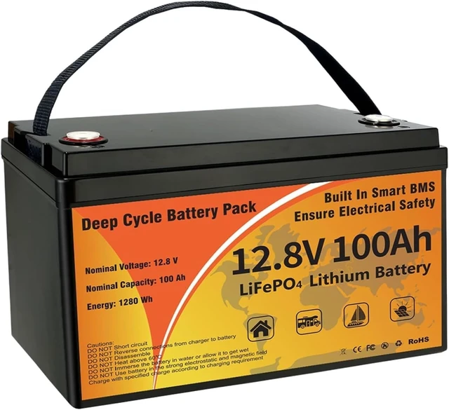 Main image of 12V 100Ah LiFePO4 Lithium Battery Deep Cycle for RV, Trolling Motor