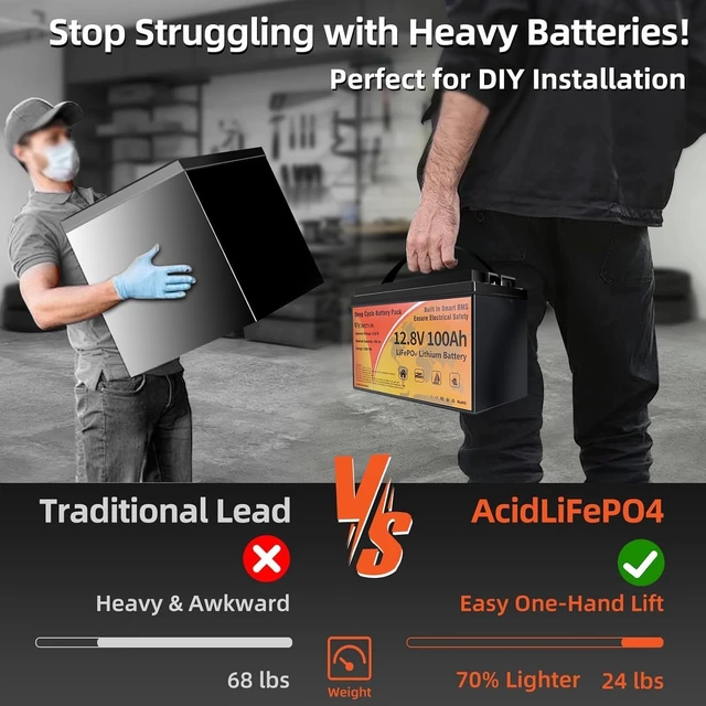 Alt view image 3 of 7 - 12V 100Ah LiFePO4 Lithium Battery Deep Cycle for RV, Trolling Motor