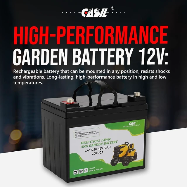 Alt view image 6 of 7 - Casil 12V 300CCA Lawn & Garden Battery AGM U1 BCI Group Battery for Riding Mowers Compatible with Cub Cadet, John Deere, Toro, Craftsman, TCA25015, 163465, U1R-1 Tractors