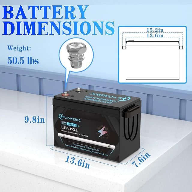 Alt view image 2 of 7 - 12V 200Ah LiFePO4 Battery, Rechargeable Lithium Battery with 150A BMS,Perfect for RV,Solar,Off-Grid