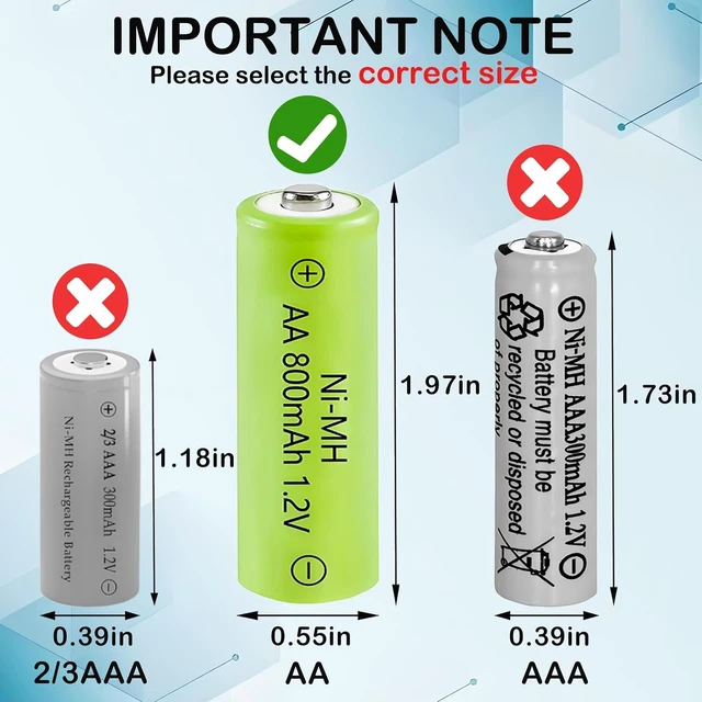 Alt view image 4 of 7 - NIMH Rechargeable 1.2v AA 800mAh Solar Lawn Batteries Pre-Charged