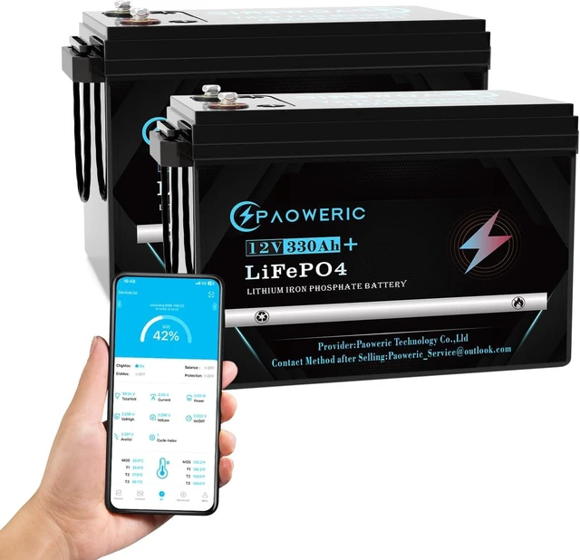 Main image of 12V 330Ah Smart LiFePO4 Lithium Battery with 200A BMS, Compact Lithium Iron Phosphate Battery for Solar, RV, Home Energy Storage
